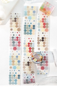 Detail of Geometric Poetry PET tape with circular dot patterns for DIY scrapbooking
