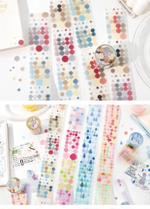 Detail of PET tape featuring geometric patterns and floral motifs for DIY journals