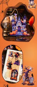 Adesivi PET Halloween con castelli e zucche viola per la decorazione del diario
