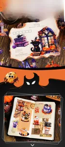 Adesivi PET di Halloween con gatti neri e zucche per decorazione di scrapbooking