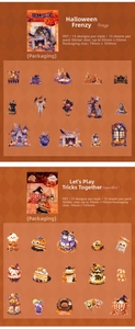 Adesivi dettagliati in PET per Halloween con motivi di zucca e fantasma per lo scrapbooking