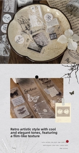 Macro view of vintage PET tape with butterflies and withered wood in film texture
