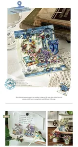 Detail of PET garden stickers featuring vintage birds and flowers for DIY scrapbooking