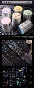 Macro view of laser decorative star tape set with holographic patterns for DIY journals