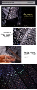 Detail showing waterproof laser star foil decorative tape with adhesive and cutting demo