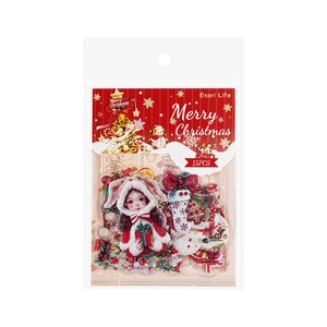 Set da 15 adesivi natalizi in PET con motivi festivi e ragazze su sfondo bianco