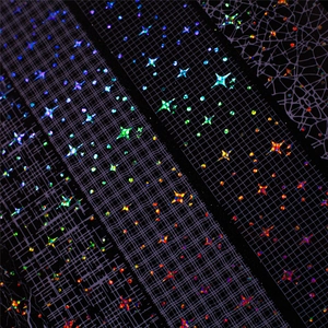 Retro Starry Sky PET Washi Tape Holographic Laser Hot Stamping Stars Grid Pattern Scrapbooking DIY Decorative Tape