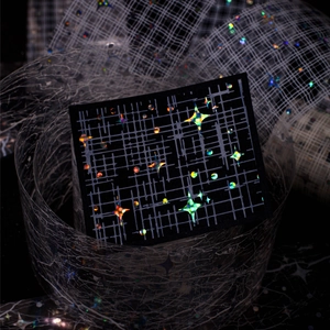 Holographic star theme masking tape with grid patterns for DIY scrapbooking and crafts