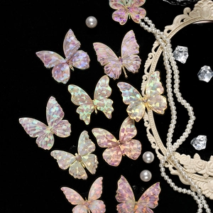 Laser Holographic Butterfly Stickers Vintage Gold Stamping PET Waterproof Decals For Scrapbooking DIY Journaling Ornament