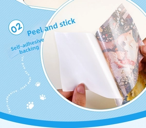Ablösen des selbstklebenden Dekobands mit süßem Mädchen und Shiba-Inu-Motiv