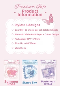 Hollowed-out paper stickers kit for scrapbooking with 23 unique floral designs