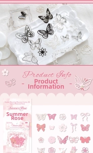 Detailed view of 3D laser-cut butterfly and rose paper scraps for scrapbooking