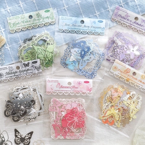 Lace hollow paper stickers set for journaling featuring butterfly and floral patterns