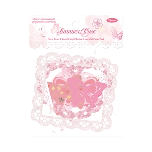 Laser-cut 3D floral paper craft set with butterfly and heart lace decorations, 23 pieces