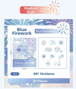 Detailed PET transparent fireworks stickers with 20 pieces for DIY scrapbooking