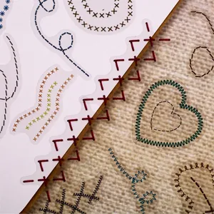 Retro embroidery style transparent stickers for DIY crafts and journal decoration