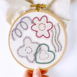Retro Story embroidery stickers set with 20 pieces showing colorful floral thread patterns