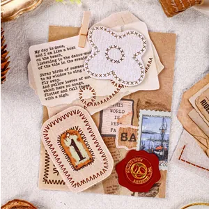 Retro embroidery series vintage scrapbooking stickers with literary paper and stamps