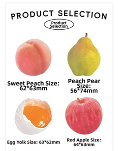 Detailed close-up of cute fruit shaped sticky notes including peach, pear and apple styles