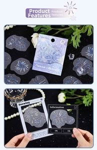Macro shot of 20pcs translucent firework stickers for DIY scrapbook decoration