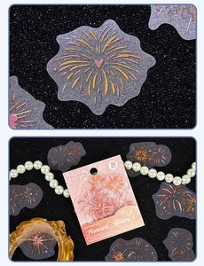 Detail of 20pcs semi-transparent fireworks stickers for DIY scrapbooking decoration