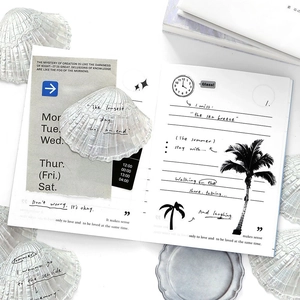 Transparent PET aesthetic sea life sticker set with shell and palm tree patterns