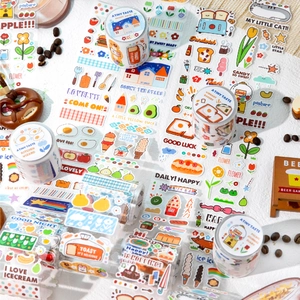 Sweet Dessert Series Glitter Synthetic Paper Washi Tape Cute Cartoon Food Pattern Decorative Scrapbooking Tape For Journaling Stationery