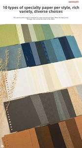 Detail of specialty paper collection in various colors for scrapbooking and collage