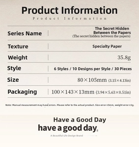 Detailed size chart and specifications for vintage scrapbook paper with dimensions