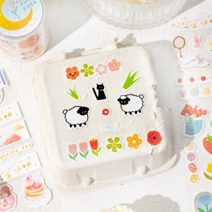 Cute forest fairy decorative washi tape and stickers set in soft macaron colors