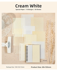 Detail of vintage texture cream white specialty paper sheets for junk journaling