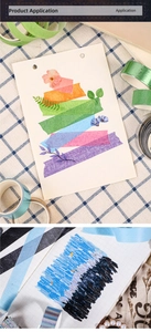Applicazione di set di nastri washi colorati su carta per decorazioni di diari fai-da-te