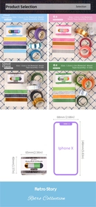 Dettaglio di quattro rotoli di nastro washi con motivi glitter e dimensioni set