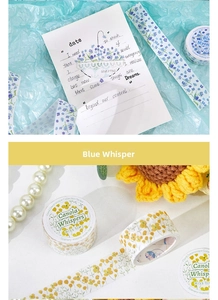 Detail of floral washi tape with hand-painted patterns for creative DIY journaling