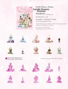 Détails des autocollants en PET avec effet lumière coquille et motifs de fleurs
