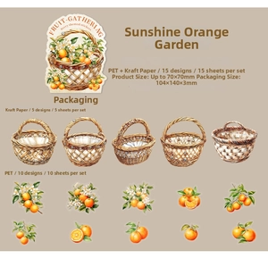 Detail of harvest berry stickers made from PET and white kraft paper for DIY journaling