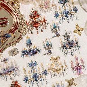Autocollants vintage de style européen avec lustres et fleurs pour scrapbooking créatif