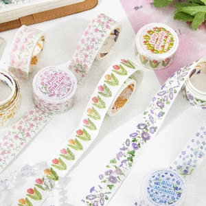 Floral washi tape set featuring Pink Petal Tales and Tulip Rhapsody patterns for journaling