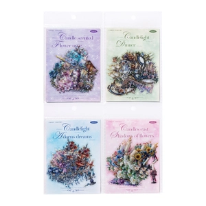Lot de stickers PET fleurs vintage avec finition cristal de glace pour DIY 20 pièces