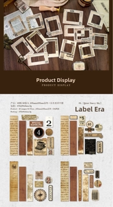 Detailed view of 40 pieces vintage collage stickers featuring film frames and old typewriters