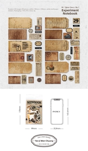 Detailed size comparison of vintage aesthetic stickers for journals with mobile phone