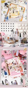 Close-up of career life diary stickers with illustrated office lady scenes for scrapbooking
