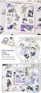 Macro shot of 15pcs PET career life diary stickers showing clear print and detail