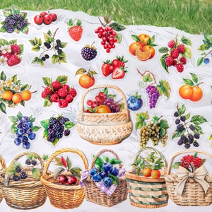 Waterproof berry and fruit basket stickers for scrapbooking and journal decoration