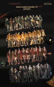 Detail showing 15 pieces of magic academy themed stickers with character illustrations