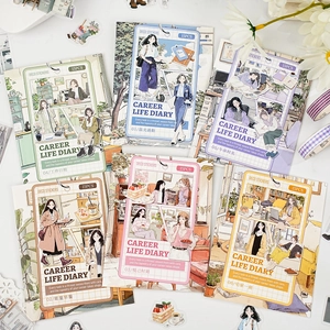 Career Life Diary PET Stickers Waterproof Illustration Character Decorative Decals For Journaling Scrapbooking Planner Stationery