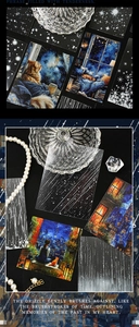 Artistic PET transparent stickers featuring cat and night landscape for scrapbooking