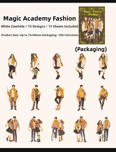 Detail view of alchemy academy character stickers made of premium white kraft paper