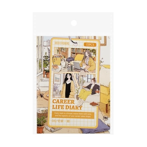 Career Life Diary decorative stickers featuring cozy home office and lifestyle illustrations