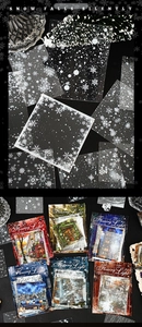Detailed close-up of Flowing Light series PET stickers featuring nature elements for journaling